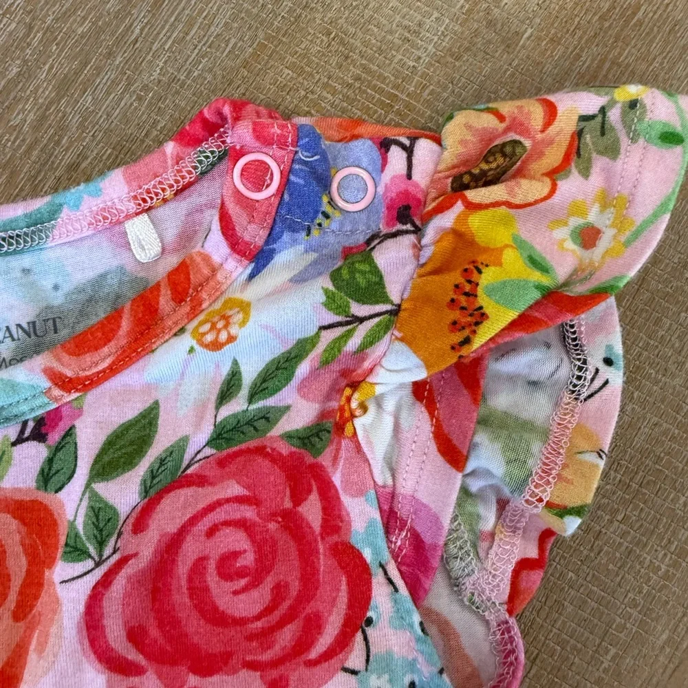 Posh Peanut Floral Ruffled Bodysuit Dress